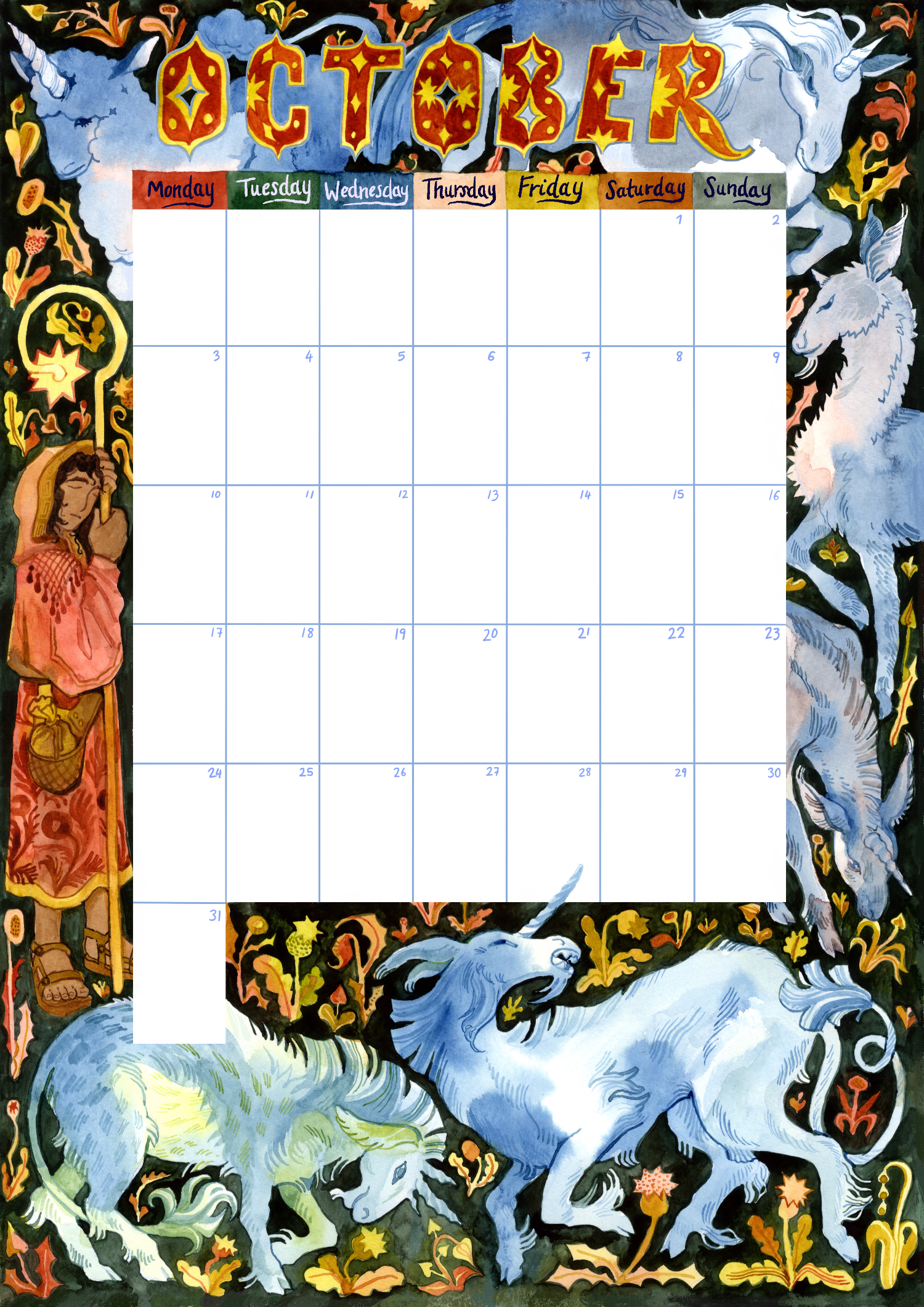 2022 calendar october